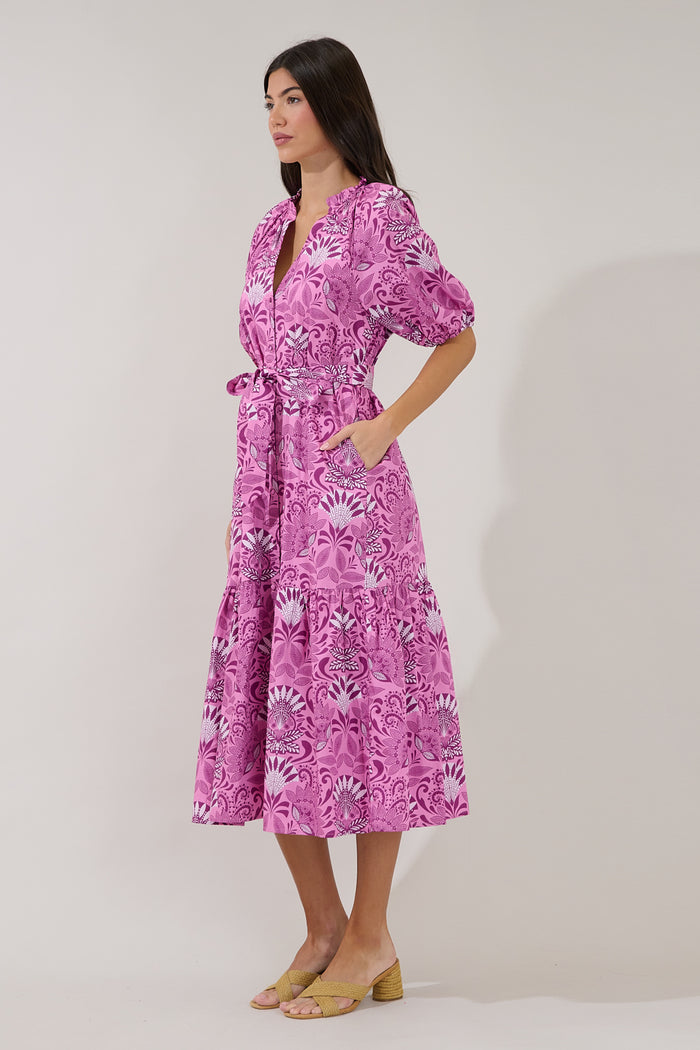 Wynette Tiered Midi Dress Floral