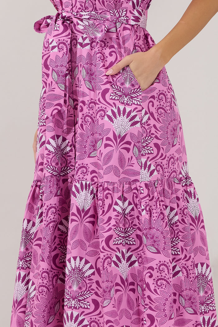 Wynette Tiered Midi Dress Floral