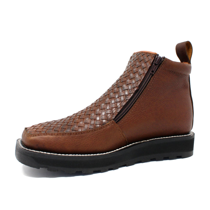 "Xavier" Artillero Petatillo Double Zipper Ankle Boot- Honey
