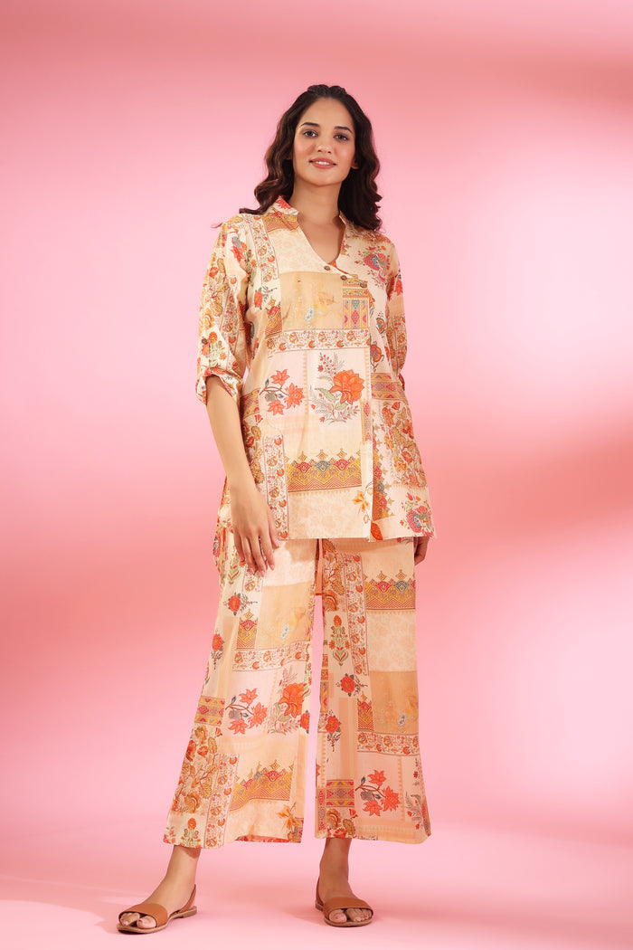Yasmin Beige Cotton Co-ord Set