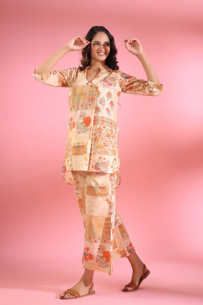 Yasmin Beige Cotton Co-ord Set