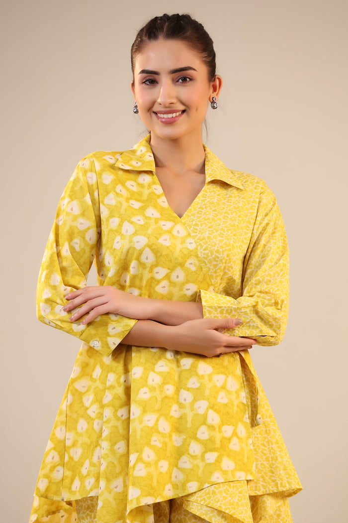 Yellow Batik Knot Cotton Co-ord Set