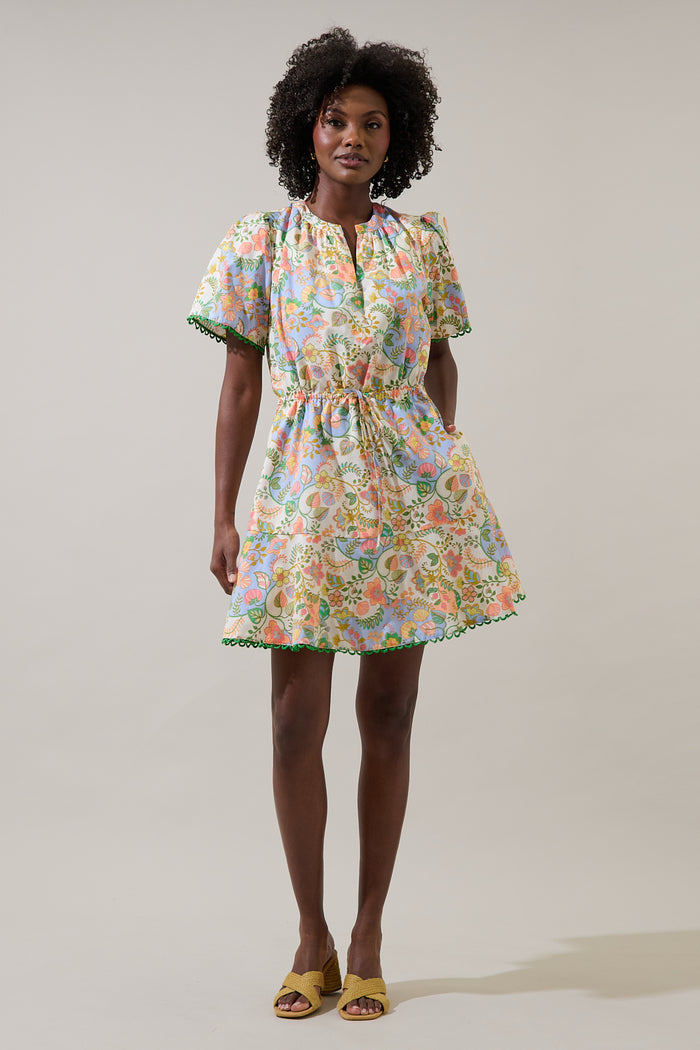 Zamara Floral Bouse Shift Mini Dress
