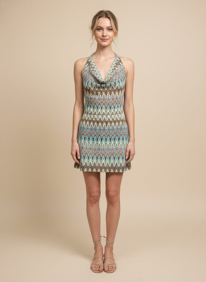 Zigzag Halter Mini Dress