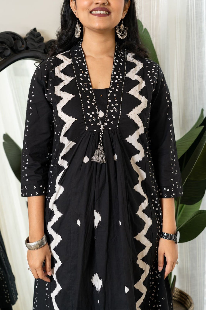Ziya Black Flared Cotton Set