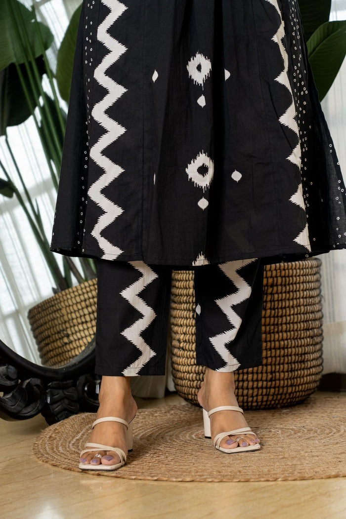 Ziya Black Flared Cotton Set