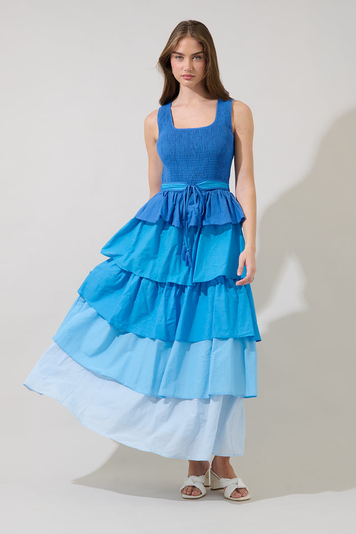 Zoria Smocked Tiered Maxi Dress