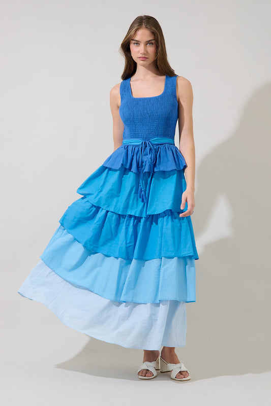 Zoria Smocked Tiered Maxi Dress